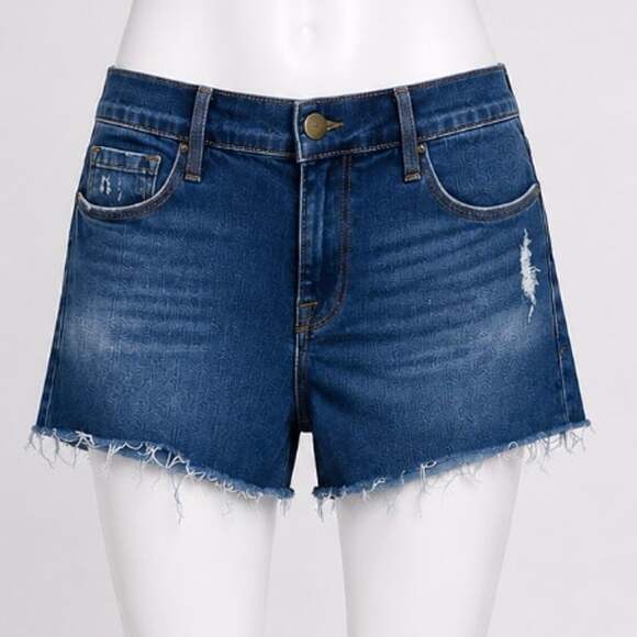 FRAME Pants - Frame Le Cut Off Azure Jean Shorts Raw Edge Frayed Hem Fading & Whiskering 28